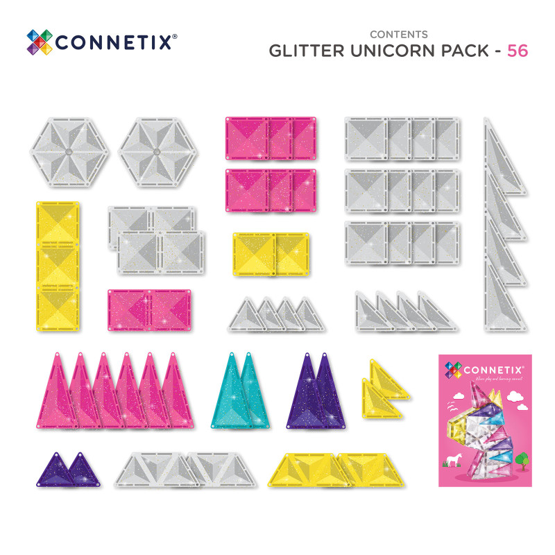 Magnetická stavebnice CONNETIX® Glitter Unicorn Pack 56 ks