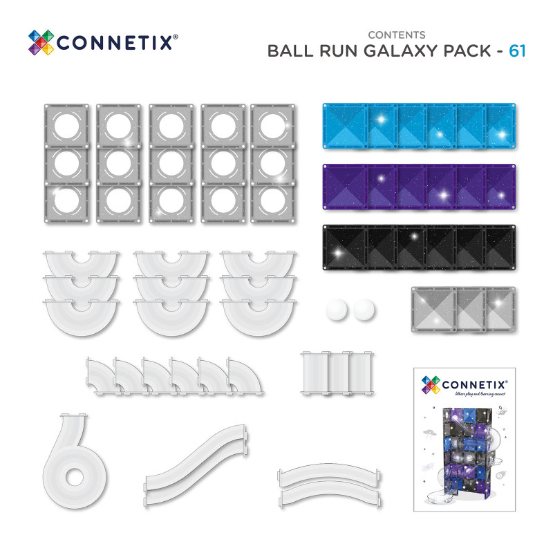 Magnetická stavebnice CONNETIX® Ball Run Galaxy Pack 61 ks