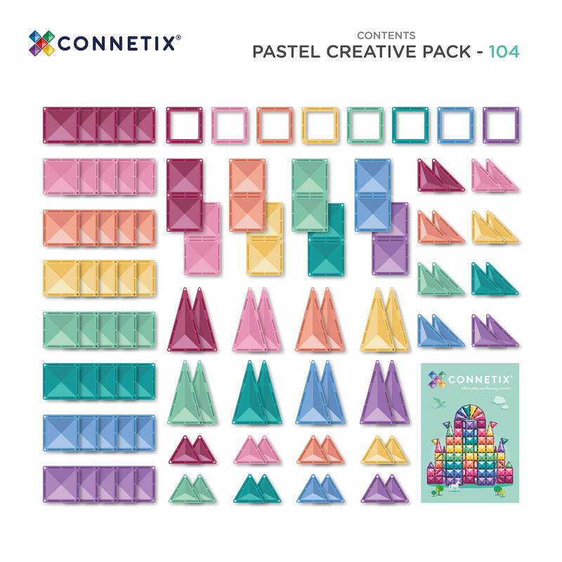 Magnetická stavebnice CONNETIX® Pastel Creative Pack 104 ks