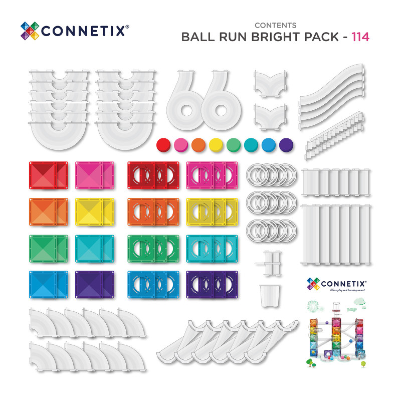 Magnetická stavebnice CONNETIX® Ball Run Bright Pack 114 ks