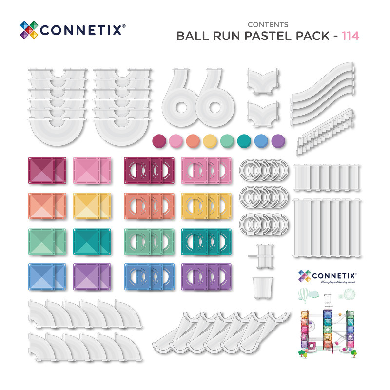 Magnetická stavebnice CONNETIX® Ball Run Pastel Pack 114 ks