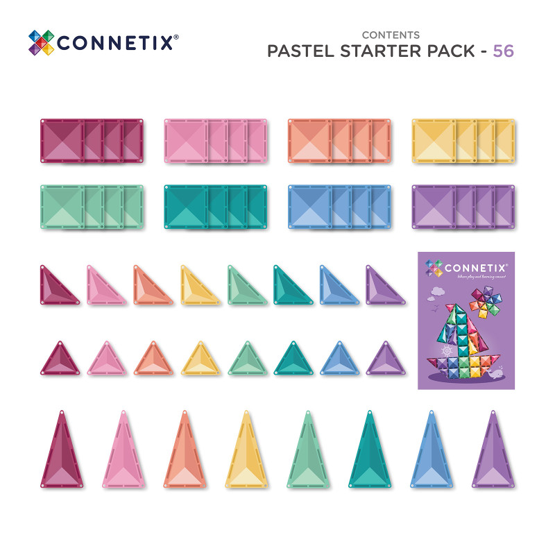 Magnetická stavebnice CONNETIX® Pastel Starter Pack 56 ks