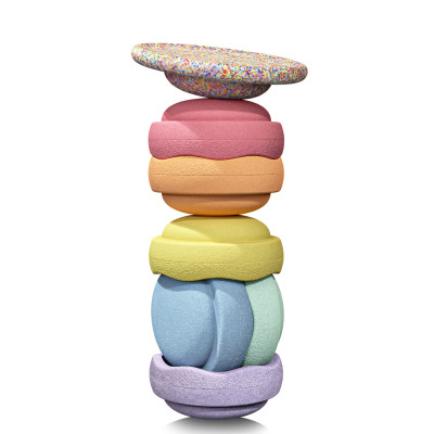 Stapelstein Original Set Rainbow Pastel s balanční deskou Stapelstein Original Set Rainbow Pastel s balanční deskou