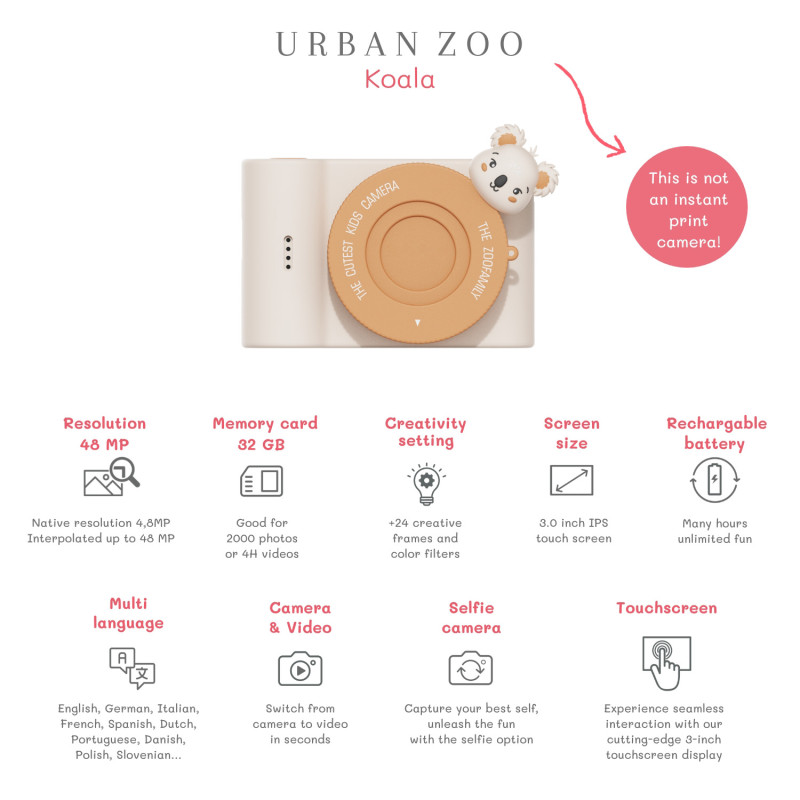 The Zoofamily UrbanZoo dětský digitální fotoaparát Koala