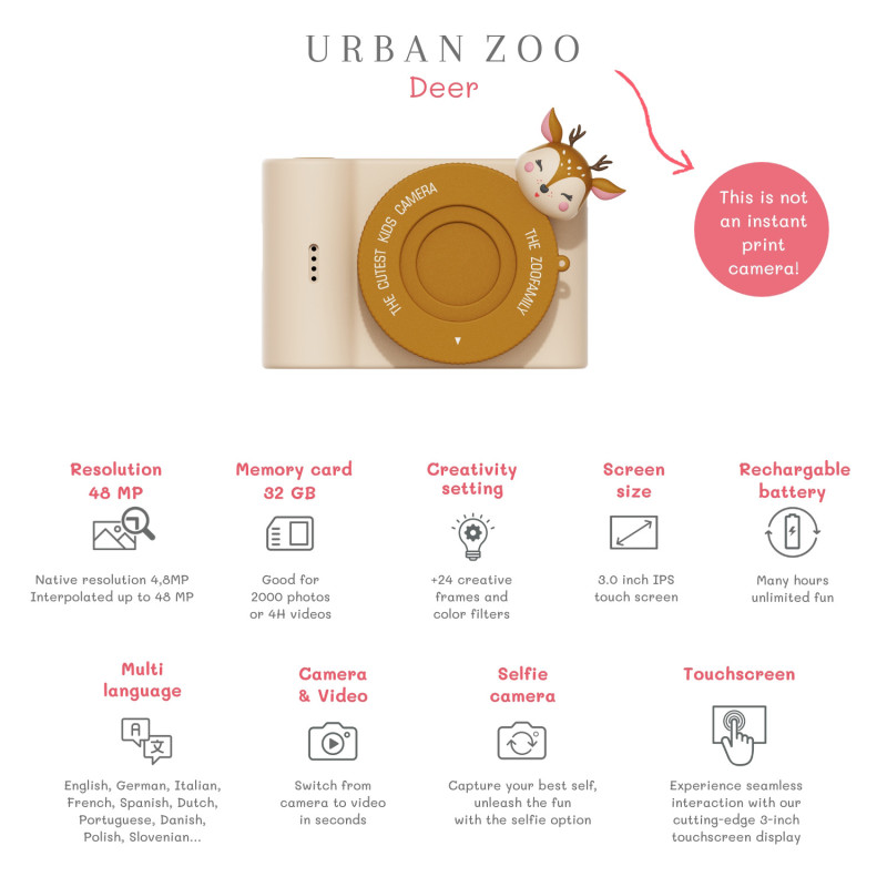 The Zoofamily UrbanZoo dětský digitální fotoaparát Srnka