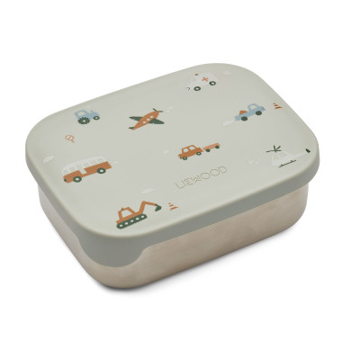 LIEWOOD Svačinový box Arthur Vehicles Dove Blue Mix