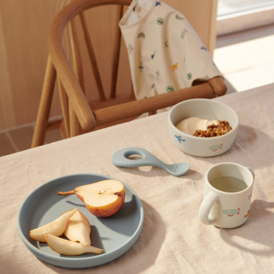 LIEWOOD Silikonová jídelní sada Vivi Aviator Ecru