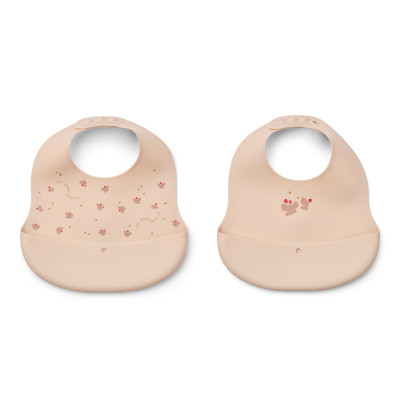 LIEWOOD Silikonové bryndáčky Ember Mini Butterfly / Apple blossom 2 kusy