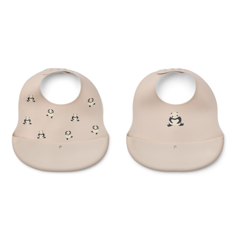 LIEWOOD Silikonové bryndáčky Ember Panda / Sandy 2 kusy