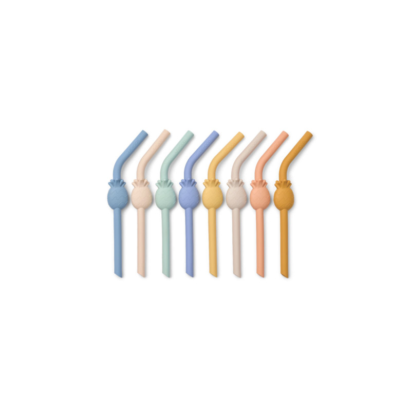 LIEWOOD silikonová brčka Carlson Ananas 8 kusů