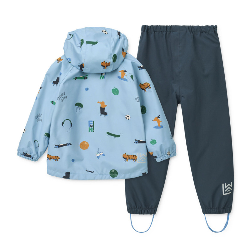 LIEWOOD nepromokavý set Pedia – bunda a kalhoty Fun / Beach blue