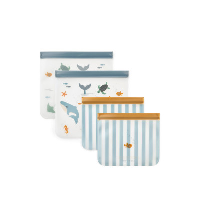 LIEWOOD sáčky na potraviny Rebus 4-balení Sea creature / Sandy