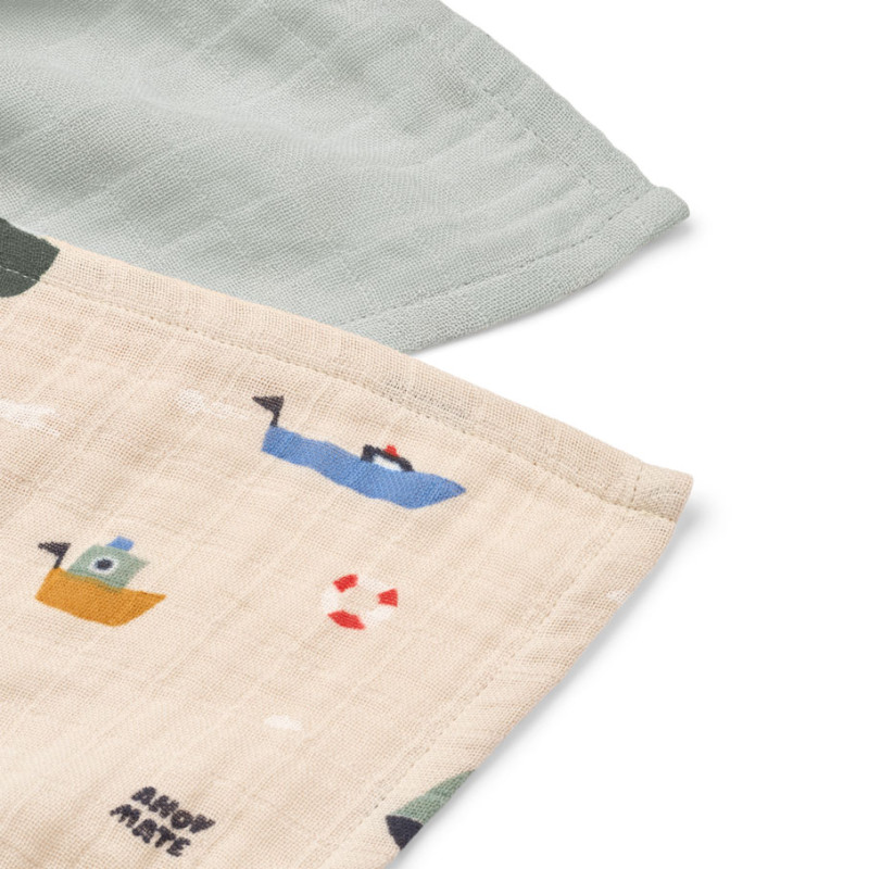 LIEWOOD mušelínové plenky Lewis 2 kusy Sailing / Dove blue mix