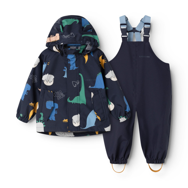 LIEWOOD nepromokavá souprava Manu Dino roar / Classic navy