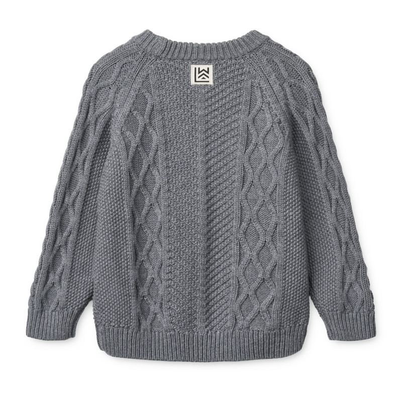 LIEWOOD ARI Dětský bavlněný svetr Grey melange